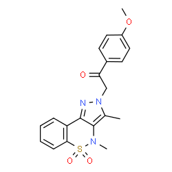 ChemSpider 2D Image | 2-(3,4-Dimethyl-5,5-dioxidopyrazolo[4,3-c][1,2]benzothiazin-2(4H)-yl)-1-(4-methoxyphenyl)ethanone | C20H19N3O4S