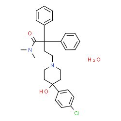 ChemSpider 2D Image | 4-[4-(4-Chlorophenyl)-4-hydroxy-1-piperidinyl]-N,N-dimethyl-2,2-diphenylbutanamide hydrate (1:1) | C29H35ClN2O3