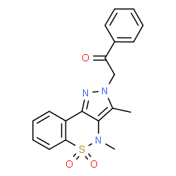 ChemSpider 2D Image | 2-(3,4-Dimethyl-5,5-dioxidopyrazolo[4,3-c][1,2]benzothiazin-2(4H)-yl)-1-phenylethanone | C19H17N3O3S