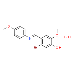 ChemSpider 2D Image | 5-Bromo-2-methoxy-4-{(E)-[(4-methoxyphenyl)imino]methyl}phenol hydrate (1:1) | C15H16BrNO4