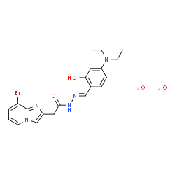 ChemSpider 2D Image | 2-(8-Bromoimidazo[1,2-a]pyridin-2-yl)-N'-{(E)-[4-(diethylamino)-2-hydroxyphenyl]methylene}acetohydrazide dihydrate | C20H26BrN5O4