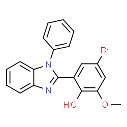 ChemSpider 2D Image | 4-Bromo-2-methoxy-6-(1-phenyl-1H-benzimidazol-2-yl)phenol | C20H15BrN2O2