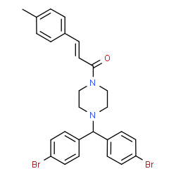 ChemSpider 2D Image | (2E)-1-{4-[Bis(4-bromophenyl)methyl]-1-piperazinyl}-3-(4-methylphenyl)-2-propen-1-one | C27H26Br2N2O