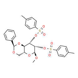 ChemSpider 2D Image | Methyl 4,6-O-benzylidene-2,3-bis-O-[(4-methylphenyl)sulfonyl]-alpha-D-mannopyranoside | C28H30O10S2