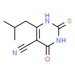 ChemSpider 2D Image | 6-Isobutyl-4-oxo-2-thioxo-1,2,3,4-tetrahydro-5-pyrimidinecarbonitrile | C9H11N3OS