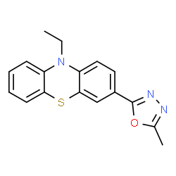 ChemSpider 2D Image | 10-Ethyl-3-(5-methyl-1,3,4-oxadiazol-2-yl)-10H-phenothiazine | C17H15N3OS
