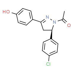 ChemSpider 2D Image | 1-[(5R)-5-(4-Chlorophenyl)-3-(4-hydroxyphenyl)-4,5-dihydro-1H-pyrazol-1-yl]ethanone | C17H15ClN2O2