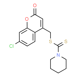 ChemSpider 2D Image | (7-Chloro-2-oxo-2H-chromen-4-yl)methyl 1-piperidinecarbodithioate | C16H16ClNO2S2