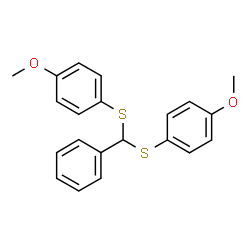 ChemSpider 2D Image | 1,1'-[(Phenylmethylene)disulfanediyl]bis(4-methoxybenzene) | C21H20O2S2