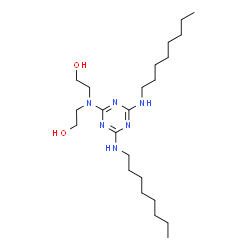 ChemSpider 2D Image | 2,2'-{[4,6-Bis(octylamino)-1,3,5-triazin-2-yl]imino}diethanol | C23H46N6O2