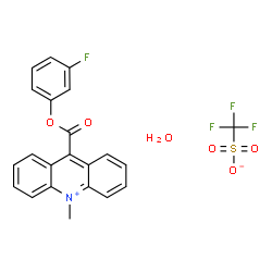 ChemSpider 2D Image | 9-[(3-Fluorophenoxy)carbonyl]-10-methylacridinium trifluoromethanesulfonate hydrate (1:1:1) | C22H17F4NO6S