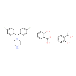 ChemSpider 2D Image | 4-[Bis(4-fluorophenyl)methyl]piperazin-1-ium 2-hydroxybenzoate - 2-hydroxybenzoic acid (1:1:1) | C31H30F2N2O6