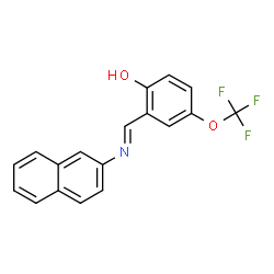 ChemSpider 2D Image | 2-[(E)-(2-Naphthylimino)methyl]-4-(trifluoromethoxy)phenol | C18H12F3NO2