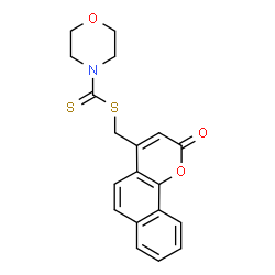 ChemSpider 2D Image | (2-Oxo-2H-benzo[h]chromen-4-yl)methyl 4-morpholinecarbodithioate | C19H17NO3S2