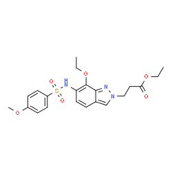 ChemSpider 2D Image | Ethyl 3-(7-ethoxy-6-{[(4-methoxyphenyl)sulfonyl]amino}-2H-indazol-2-yl)propanoate | C21H25N3O6S