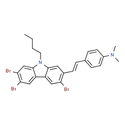 ChemSpider 2D Image | N,N-Dimethyl-4-[(E)-2-(3,6,7-tribromo-9-butyl-9H-carbazol-2-yl)vinyl]aniline | C26H25Br3N2