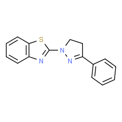 ChemSpider 2D Image | 2-(3-Phenyl-4,5-dihydro-1H-pyrazol-1-yl)-1,3-benzothiazole | C16H13N3S