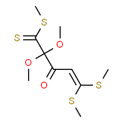 ChemSpider 2D Image | Methyl 2,2-dimethoxy-5,5-bis(methylsulfanyl)-3-oxo-4-pentene(dithioate) | C10H16O3S4