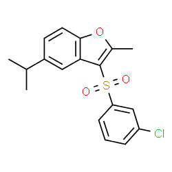 ChemSpider 2D Image | 3-[(3-Chlorophenyl)sulfonyl]-5-isopropyl-2-methyl-1-benzofuran | C18H17ClO3S