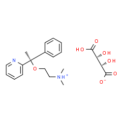 ChemSpider 2D Image | N,N-Dimethyl-2-[(1R)-1-phenyl-1-(2-pyridinyl)ethoxy]ethanaminium (2R,3R)-3-carboxy-2,3-dihydroxypropanoate | C21H28N2O7
