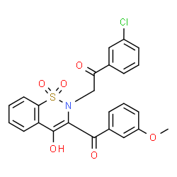 ChemSpider 2D Image | 1-(3-Chlorophenyl)-2-[4-hydroxy-3-(3-methoxybenzoyl)-1,1-dioxido-2H-1,2-benzothiazin-2-yl]ethanone | C24H18ClNO6S