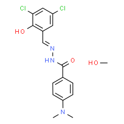 ChemSpider 2D Image | N'-[(E)-(3,5-Dichloro-2-hydroxyphenyl)methylene]-4-(dimethylamino)benzohydrazide - methanol (1:1) | C17H19Cl2N3O3