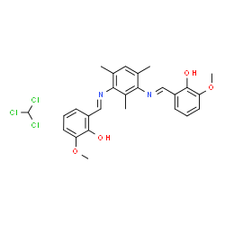 ChemSpider 2D Image | 2,2'-{(2,4,6-Trimethyl-1,3-phenylene)bis[nitrilo(E)methylylidene]}bis(6-methoxyphenol) - chloroform (1:1) | C26H27Cl3N2O4