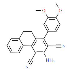 ChemSpider 2D Image | 3-Amino-1-(3,4-dimethoxyphenyl)-9,10-dihydro-2,4-phenanthrenedicarbonitrile | C24H19N3O2