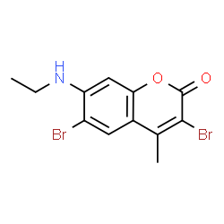 ChemSpider 2D Image | 3,6-Dibromo-7-(ethylamino)-4-methyl-2H-chromen-2-one | C12H11Br2NO2