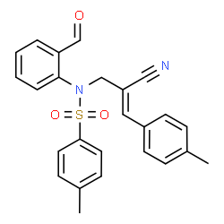 ChemSpider 2D Image | N-[(2Z)-2-Cyano-3-(4-methylphenyl)-2-propen-1-yl]-N-(2-formylphenyl)-4-methylbenzenesulfonamide | C25H22N2O3S