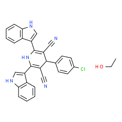 ChemSpider 2D Image | 4-(4-Chlorophenyl)-2,6-di(1H-indol-3-yl)-1,4-dihydro-3,5-pyridinedicarbonitrile - ethanol (1:1) | C31H24ClN5O