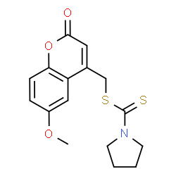 ChemSpider 2D Image | (6-Methoxy-2-oxo-2H-chromen-4-yl)methyl 1-pyrrolidinecarbodithioate | C16H17NO3S2