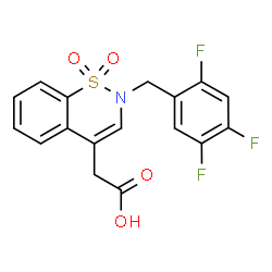 ChemSpider 2D Image | [1,1-Dioxido-2-(2,4,5-trifluorobenzyl)-2H-1,2-benzothiazin-4-yl]acetic acid | C17H12F3NO4S