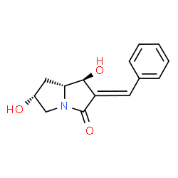 ChemSpider 2D Image | (1S,2E,6R,7aR)-2-Benzylidene-1,6-dihydroxyhexahydro-3H-pyrrolizin-3-one | C14H15NO3