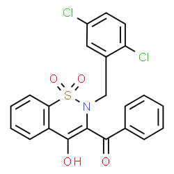 ChemSpider 2D Image | [2-(2,5-Dichlorobenzyl)-4-hydroxy-1,1-dioxido-2H-1,2-benzothiazin-3-yl](phenyl)methanone | C22H15Cl2NO4S