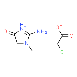ChemSpider 2D Image | 2-Amino-1-methyl-4-oxo-4,5-dihydro-1H-imidazol-3-ium chloroacetate | C6H10ClN3O3