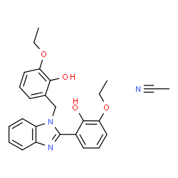ChemSpider 2D Image | Acetonitrile - 2-ethoxy-6-[1-(3-ethoxy-2-hydroxybenzyl)-1H-benzimidazol-2-yl]phenol (1:1) | C26H27N3O4