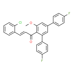 ChemSpider 2D Image | (2E)-3-(2-Chlorophenyl)-1-(4,4''-difluoro-5'-methoxy-1,1':3',1''-terphenyl-4'-yl)-2-propen-1-one | C28H19ClF2O2