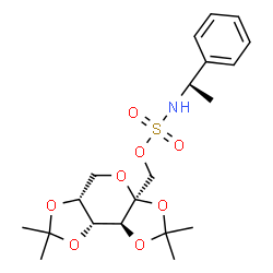 ChemSpider 2D Image | [(3aS,5aR,8aR,8bS)-2,2,7,7-Tetramethyltetrahydro-3aH-bis[1,3]dioxolo[4,5-b:4',5'-d]pyran-3a-yl]methyl [(1R)-1-phenylethyl]sulfamate | C20H29NO8S