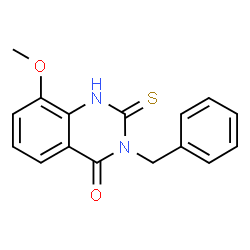 ChemSpider 2D Image | 3-Benzyl-8-methoxy-2-thioxo-2,3-dihydro-4(1H)-quinazolinone | C16H14N2O2S