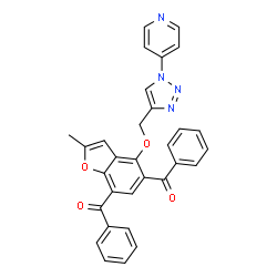 ChemSpider 2D Image | (2-Methyl-4-{[1-(4-pyridinyl)-1H-1,2,3-triazol-4-yl]methoxy}-1-benzofuran-5,7-diyl)bis(phenylmethanone) | C31H22N4O4