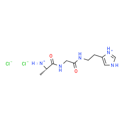 ChemSpider 2D Image | 4-[2-({N-[(2S)-2-Ammoniopropanoyl]glycyl}amino)ethyl]-1H-imidazol-3-ium dichloride | C10H19Cl2N5O2