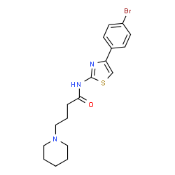 ChemSpider 2D Image | N-[4-(4-Bromophenyl)-1,3-thiazol-2-yl]-4-(1-piperidinyl)butanamide | C18H22BrN3OS