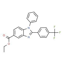 ChemSpider 2D Image | Ethyl 1-phenyl-2-[4-(trifluoromethyl)phenyl]-1H-benzimidazole-5-carboxylate | C23H17F3N2O2