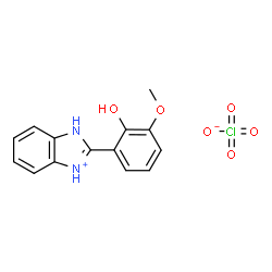 ChemSpider 2D Image | 2-(2-Hydroxy-3-methoxyphenyl)-1H-3,1-benzimidazol-1-ium perchlorate | C14H13ClN2O6
