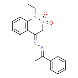 ChemSpider 2D Image | (4Z)-1-Ethyl-4-[(2E)-(1-phenylethylidene)hydrazono]-3,4-dihydro-1H-2,1-benzothiazine 2,2-dioxide | C18H19N3O2S