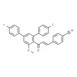 ChemSpider 2D Image | 4-[(1E)-3-(4,4''-Difluoro-5'-methoxy-1,1':3',1''-terphenyl-4'-yl)-3-oxo-1-propen-1-yl]benzonitrile | C29H19F2NO2