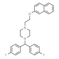 ChemSpider 2D Image | 1-[Bis(4-fluorophenyl)methyl]-4-[2-(2-naphthyloxy)ethyl]piperazine | C29H28F2N2O