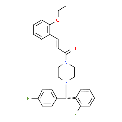 ChemSpider 2D Image | (2E)-3-(2-Ethoxyphenyl)-1-{4-[(S)-(2-fluorophenyl)(4-fluorophenyl)methyl]-1-piperazinyl}-2-propen-1-one | C28H28F2N2O2