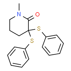 ChemSpider 2D Image | 1-Methyl-3,3-bis(phenylsulfanyl)-2-piperidinone | C18H19NOS2